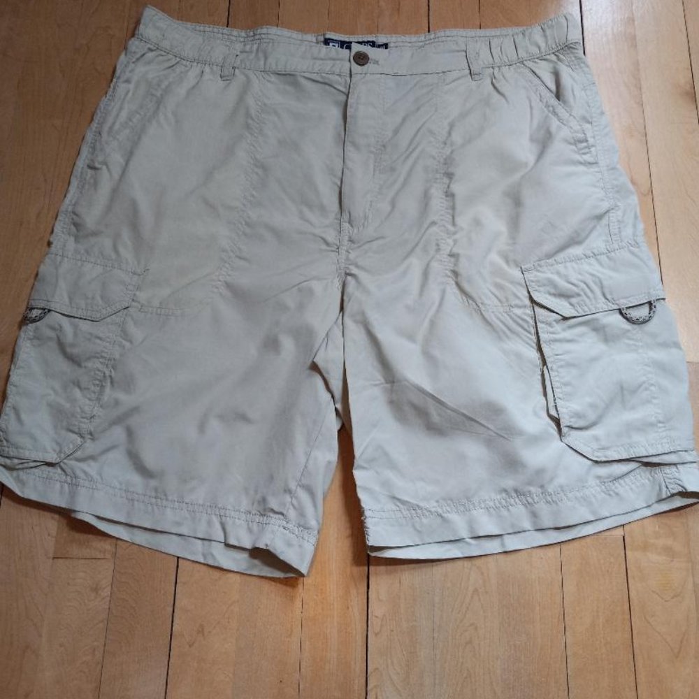 2 PAIR of Men's CHAPS Shorts w/ Pockets, Front Zip Size 38 Khaki & Stone - Picture 3 of 3